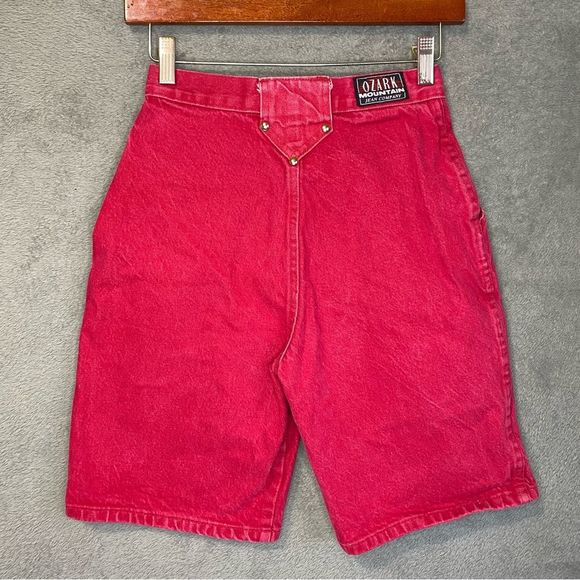 Vintage Ozark Mountain Women’s High Waist Red Denim Shorts Sz 5 Western 90s - Picture 4 of 11